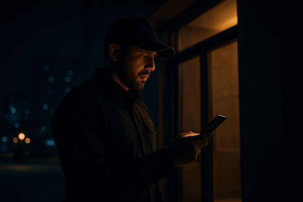 Vigilante registrando entrada en un turno nocturno