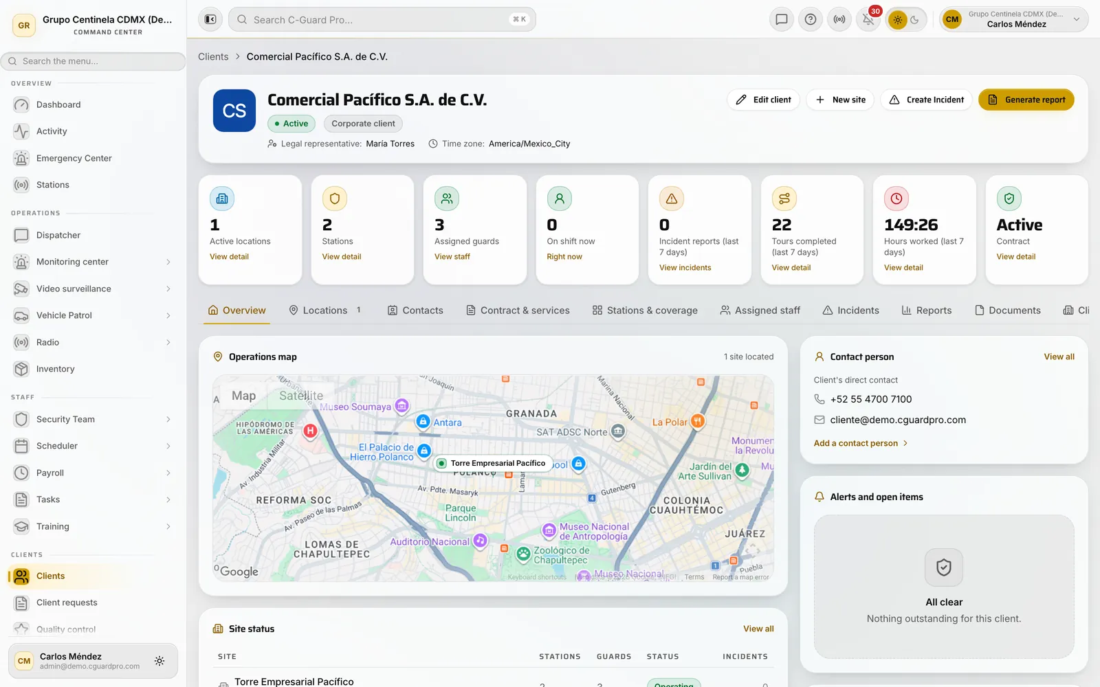 Client record in CGuardPro where documents are stored