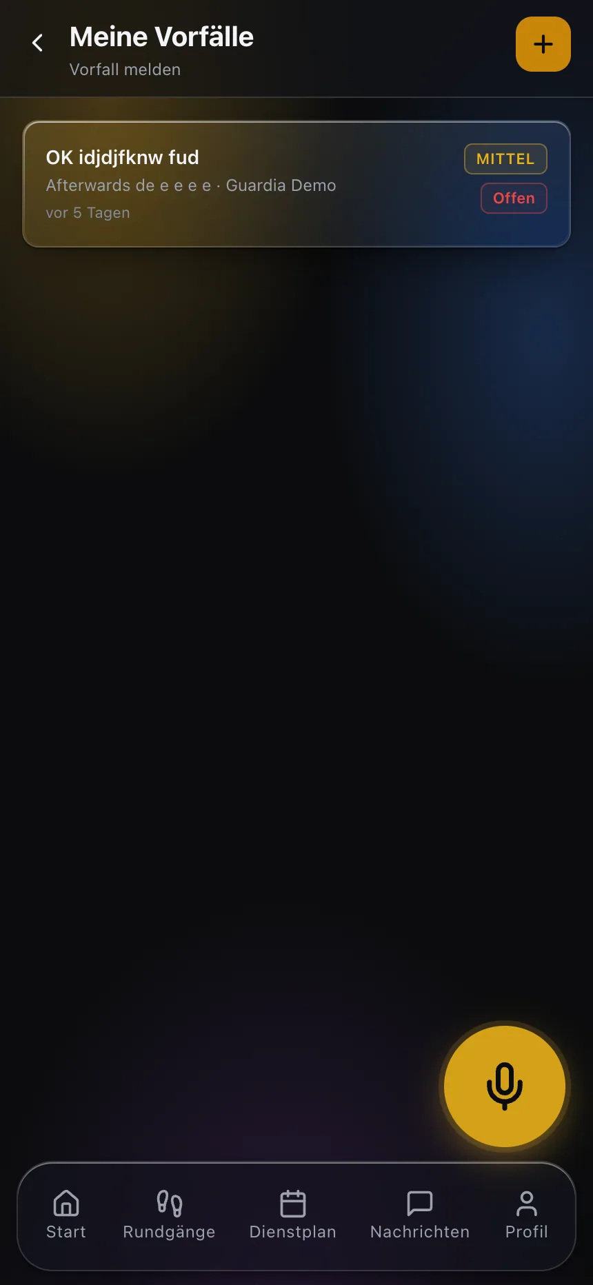 Vorkommnisse mit Nachweis