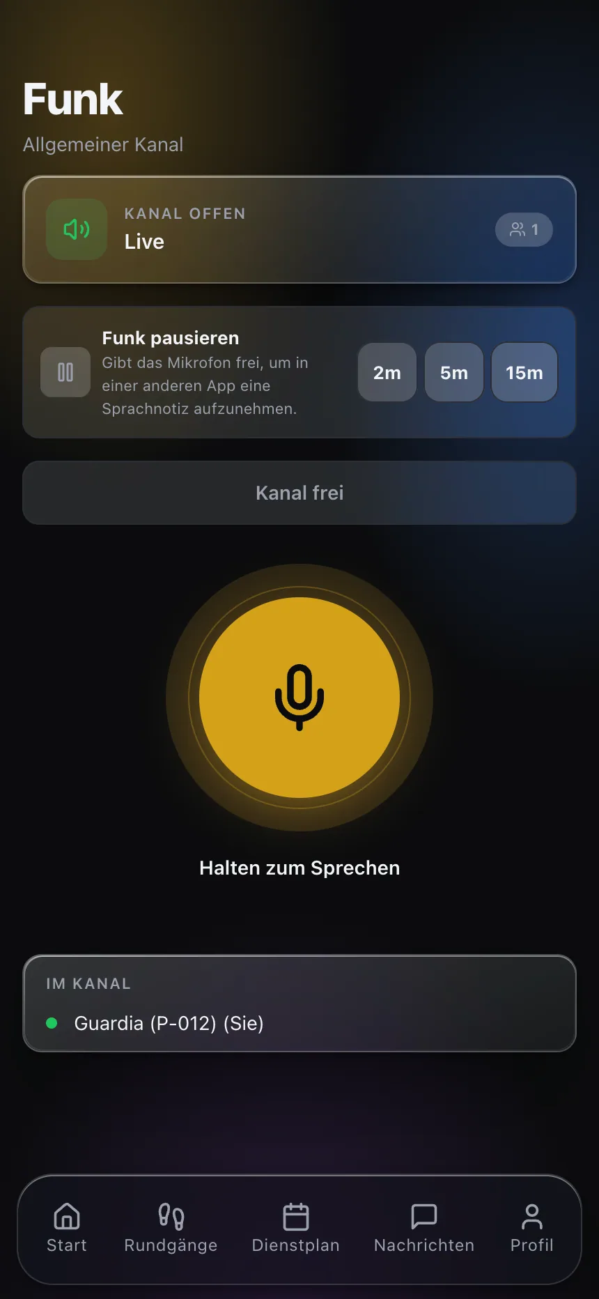 Sprechfunk in derselben App