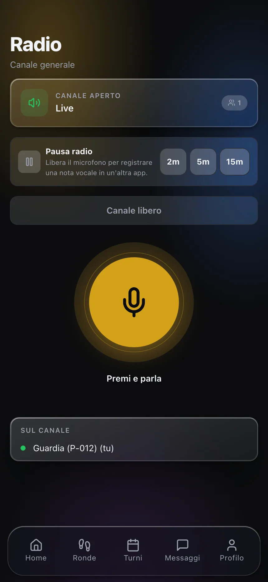Radio PTT integrata